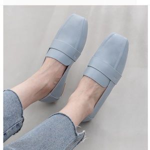Brand New- blue semi square leather loafer - size 7.5